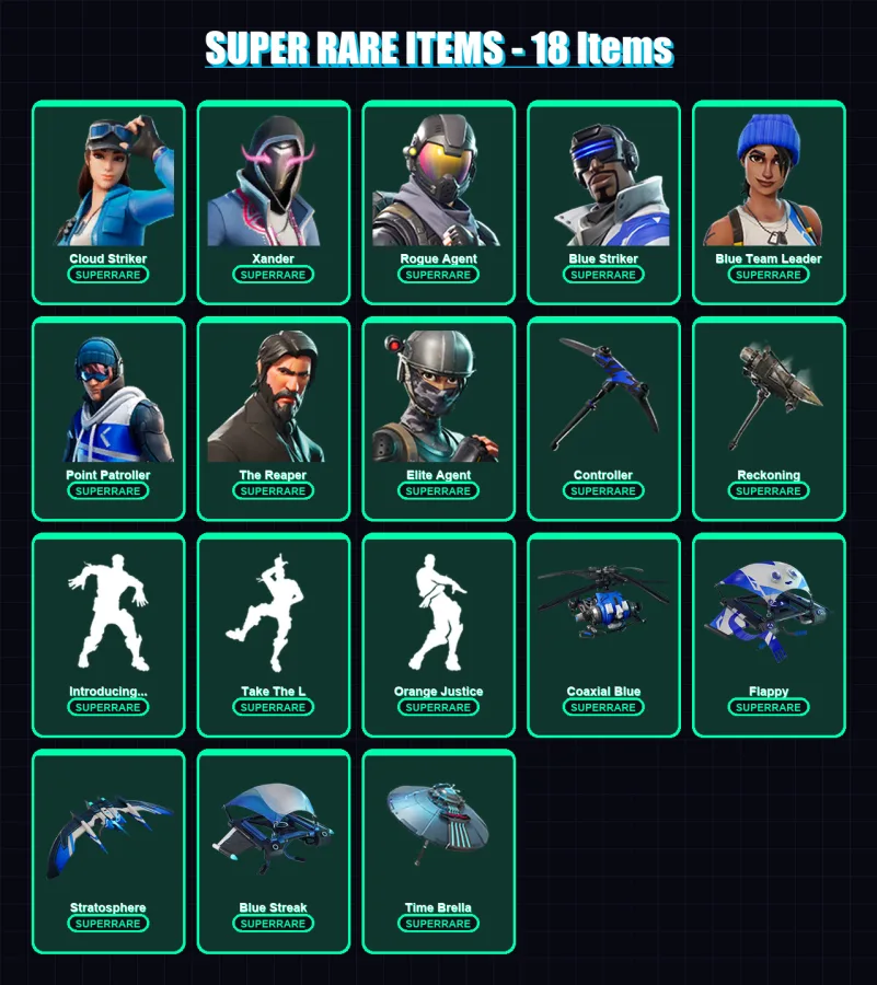 [PC/XBOX] | Cloud Striker | Xander | Rogue Agent | Blue Striker | Blue Team Leader | 45 skin | 46 pickaxe | 61 emote | 53 glider | Lv869 — Game account