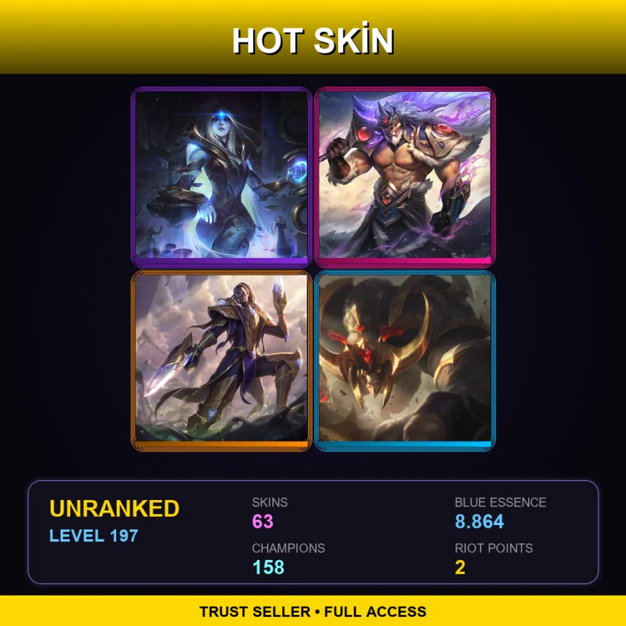 SG | Lv197 | Unranked | 63 Skin | 158 Champ