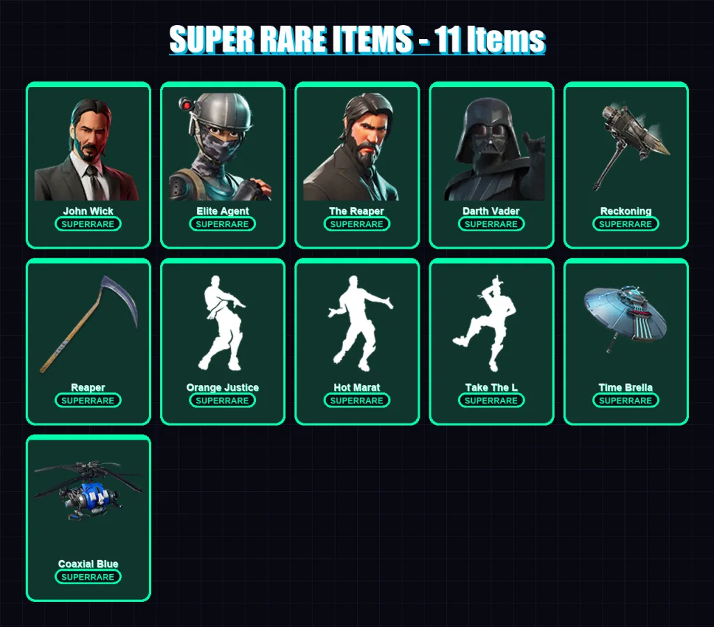 [PC/XBOX/PSN] | John Wick | Elite Agent | The Reaper | Darth Vader | Hybrid | 105 skin | 137 pickaxe | 127 emote | 114 glider | Lv1697