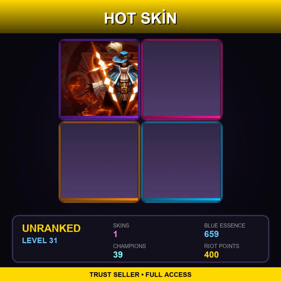 EUW | Lv31 | Unranked | 1 Skin | 39 Champ — LoL account
