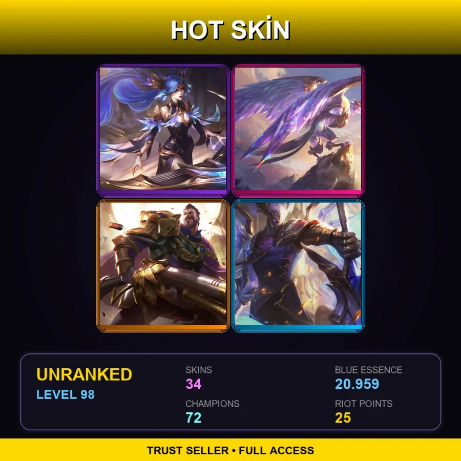 TR | Lv98 | Unranked | 34 Skin | 72 Champ — Infernal Alistar
