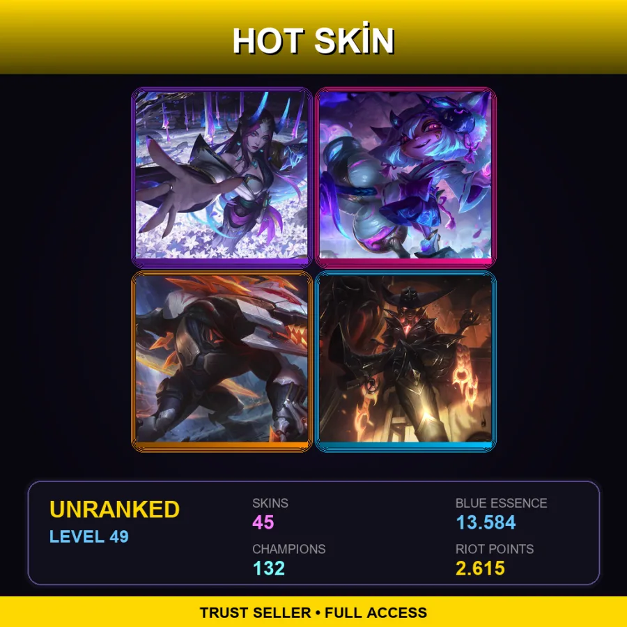 NA | Lv49 | Unranked | 45 Skin | 132 Champ