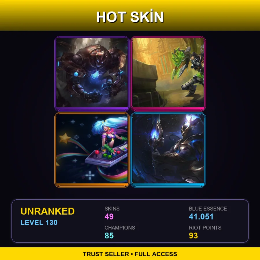 LAN | Lv130 | Unranked | 49 Skin | 85 Champ — LoL account