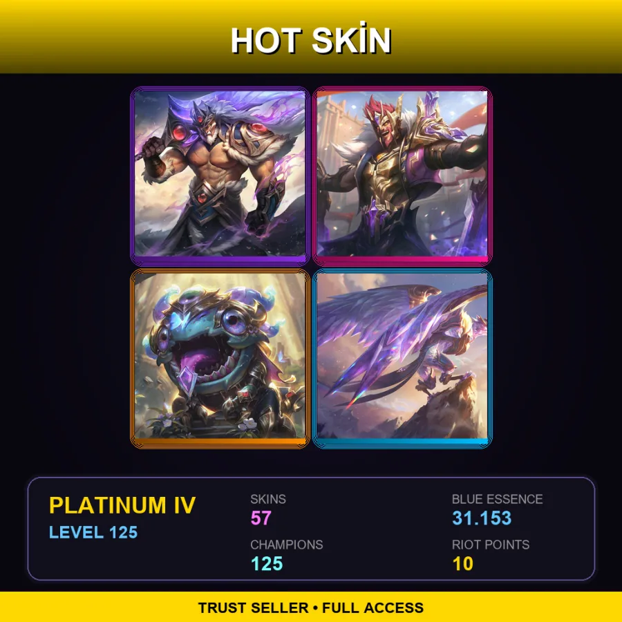 TR | Lv125 | Platinum IV | 57 Skin | 125 Champ