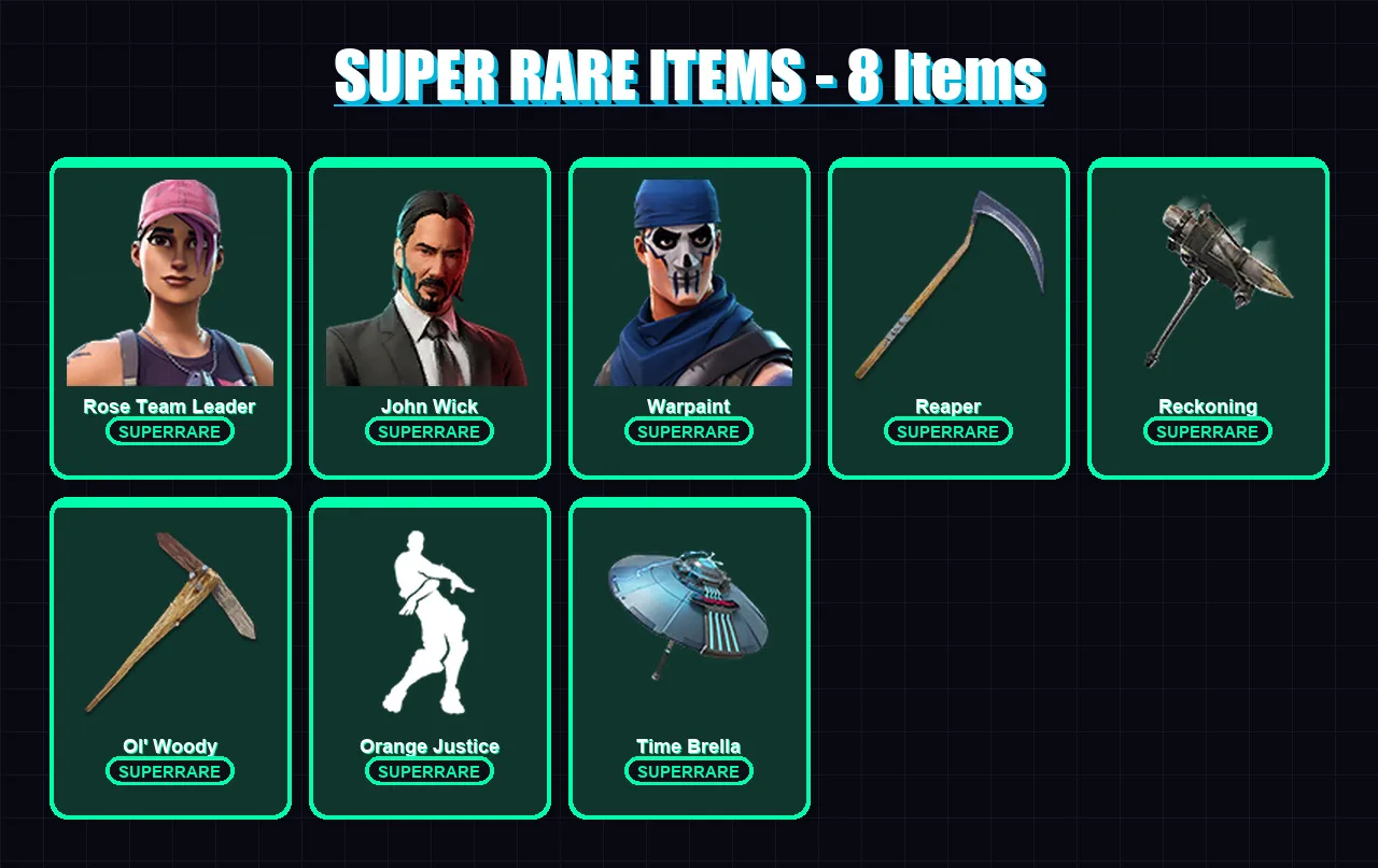 [PC/XBOX] | Rose Team Leader | John Wick | Warpaint | Lynx | Hybrid | 107 skin | 98 pickaxe | 122 emote | 81 glider | Lv1133