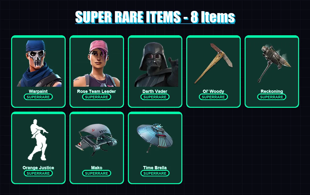 [PS4/PS5/XBOX/PC] | Warpaint | Rose Team Leader | Darth Vader | Menace | Spectra Knight | 215 skin | 220 pickaxe | 193 emote | 211 glider | Lv3963