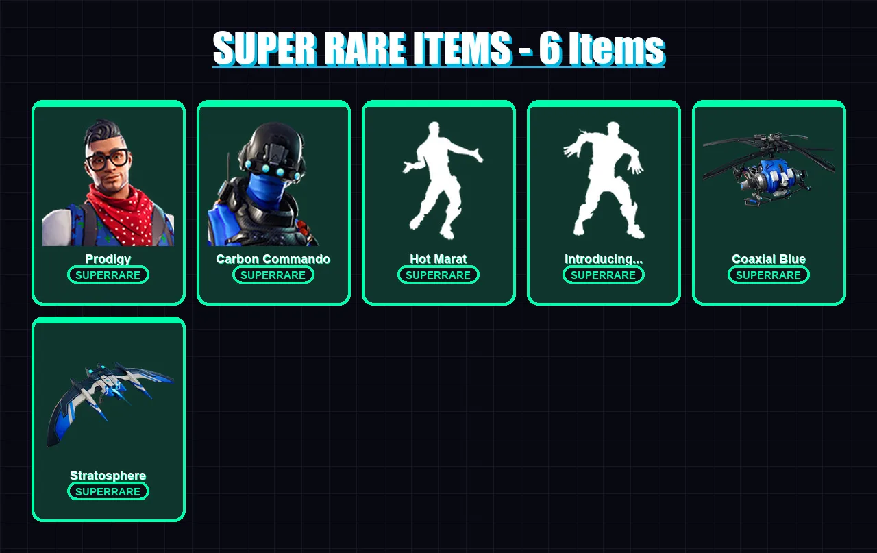[PS4/PS5/XBOX/PC] | Prodigy | Carbon Commando | Blackheart | Zenith | Lynx | 18 skin | 31 pickaxe | 35 emote | 31 glider | Lv415