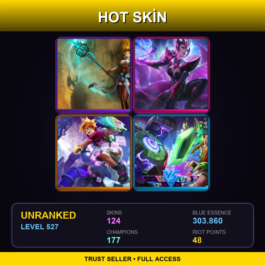 BR | Lv527 | Unranked | 124 Skin | 177 Champ — LoL account