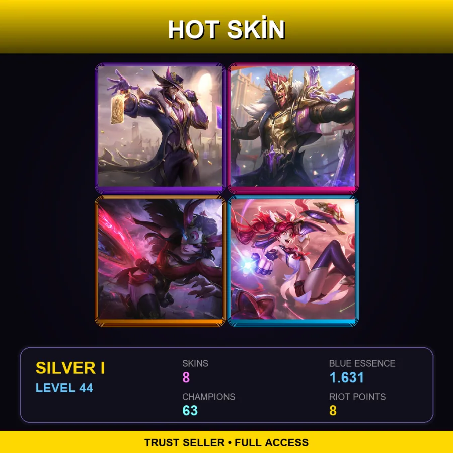 EUW | Lv44 | Silver I | 8 Skin | 63 Champ