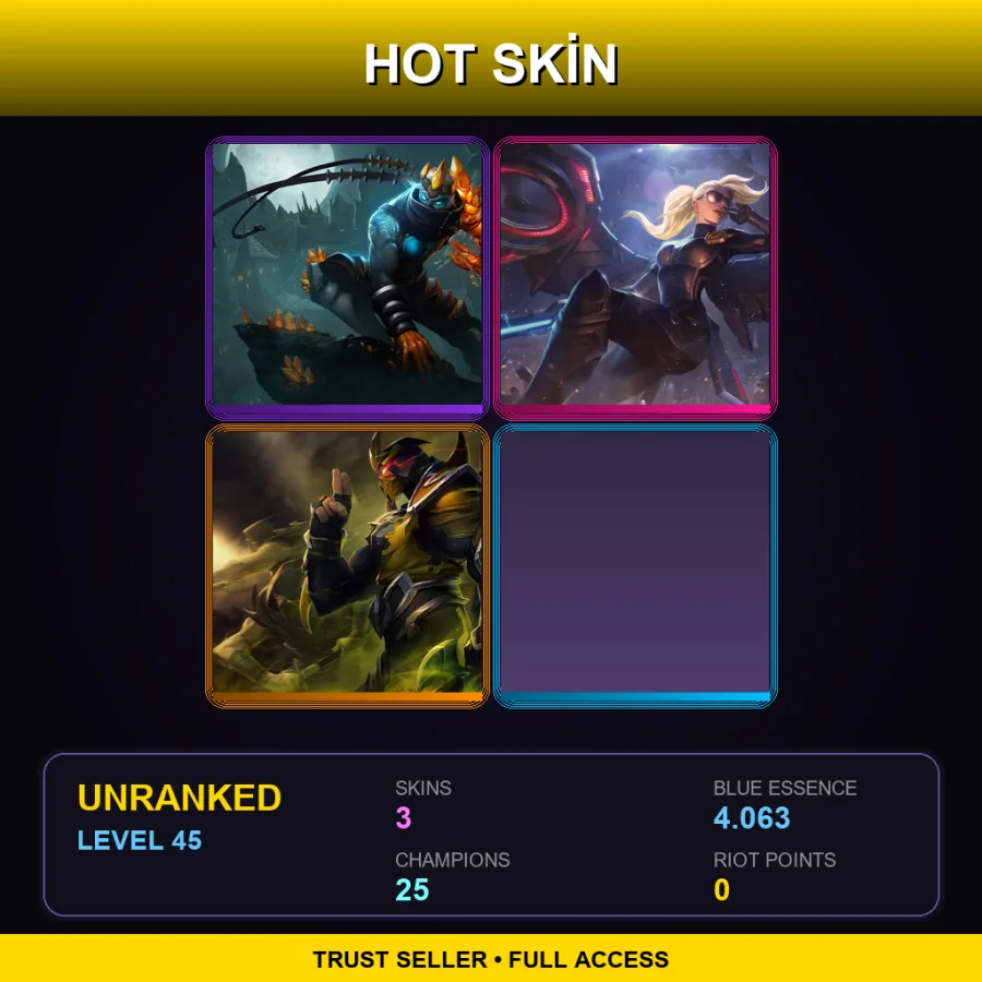 EUNE | Lv45 | Unranked | 3 Skin | 25 Champ