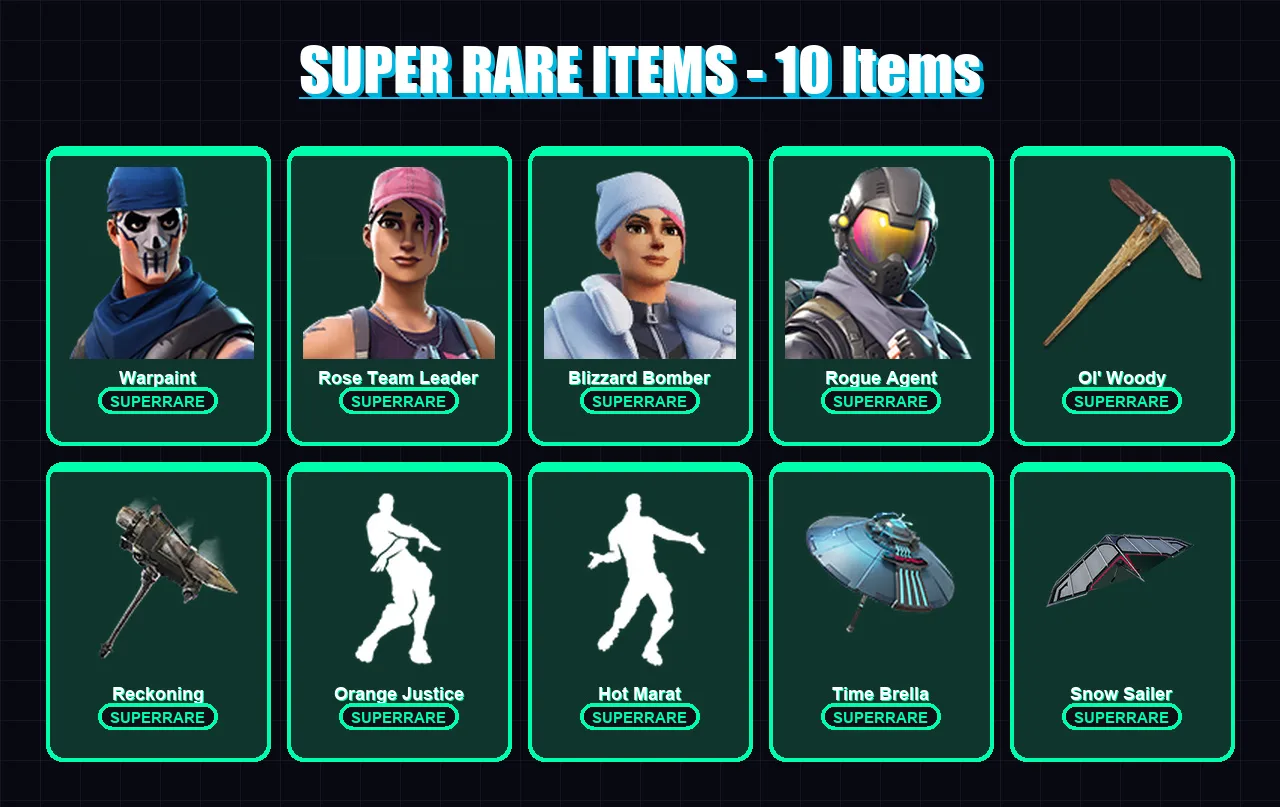 [PC] | Warpaint | Rose Team Leader | Blizzard Bomber | Rogue Agent | Torin | 132 skin | 132 pickaxe | 129 emote | 131 glider | Lv1572