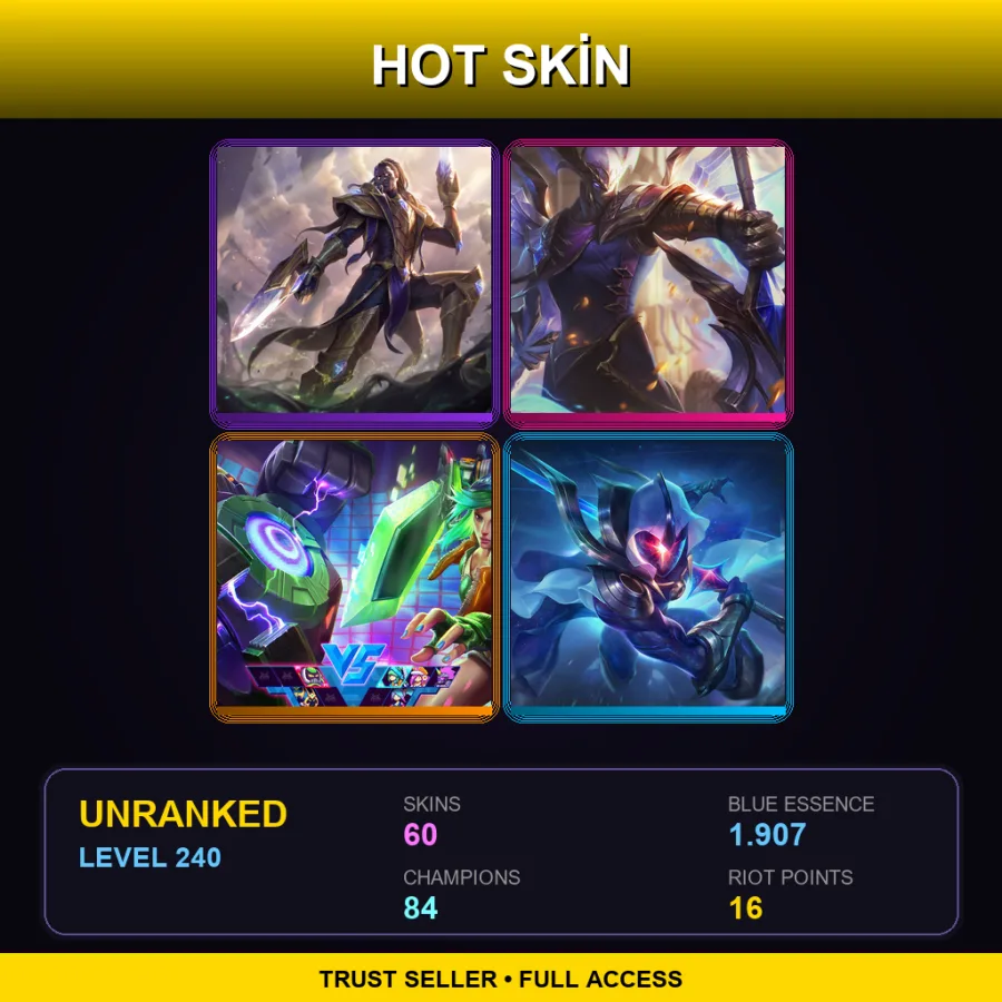 SG | Lv240 | Unranked | 60 Skin | 84 Champ — LoL account