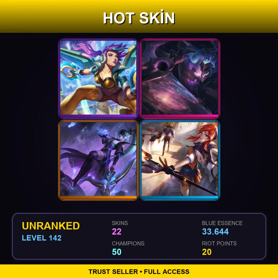 LAS | Lv142 | Unranked | 22 Skin | 50 Champ — Medieval Twitch