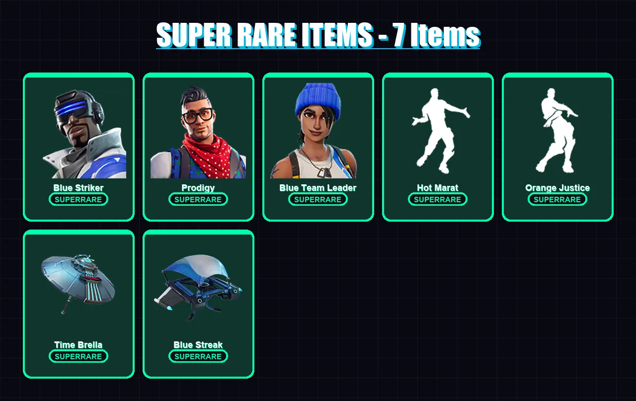 [PS4/PS5/XBOX/PC] | Blue Striker | Prodigy | Blue Team Leader | Omegarok | Ronin | 57 skin | 80 pickaxe | 67 emote | 84 glider | Lv1143