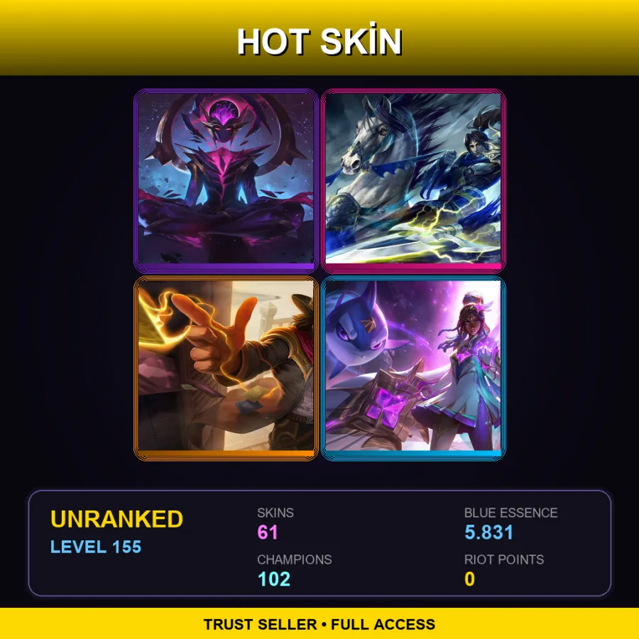 LAS | Lv155 | Unranked | 61 Skin | 102 Champ