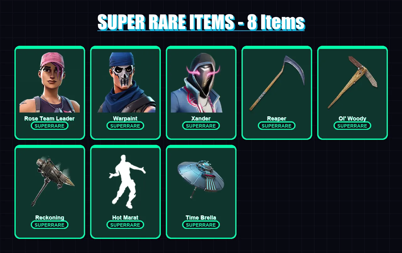[PC/XBOX/PSN] | Rose Team Leader | Warpaint | Xander | Snap | Predator | 164 skin | 159 pickaxe | 134 emote | 135 glider | Lv1824