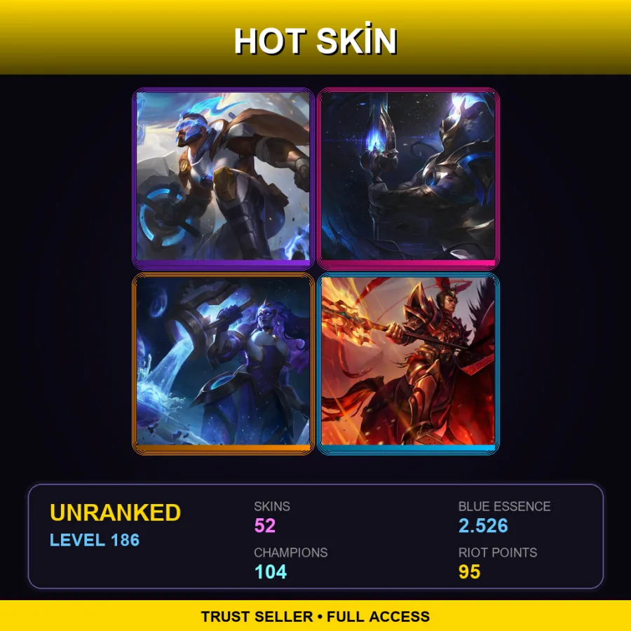 LAN | Lv186 | Unranked | 52 Skin | 104 Champ