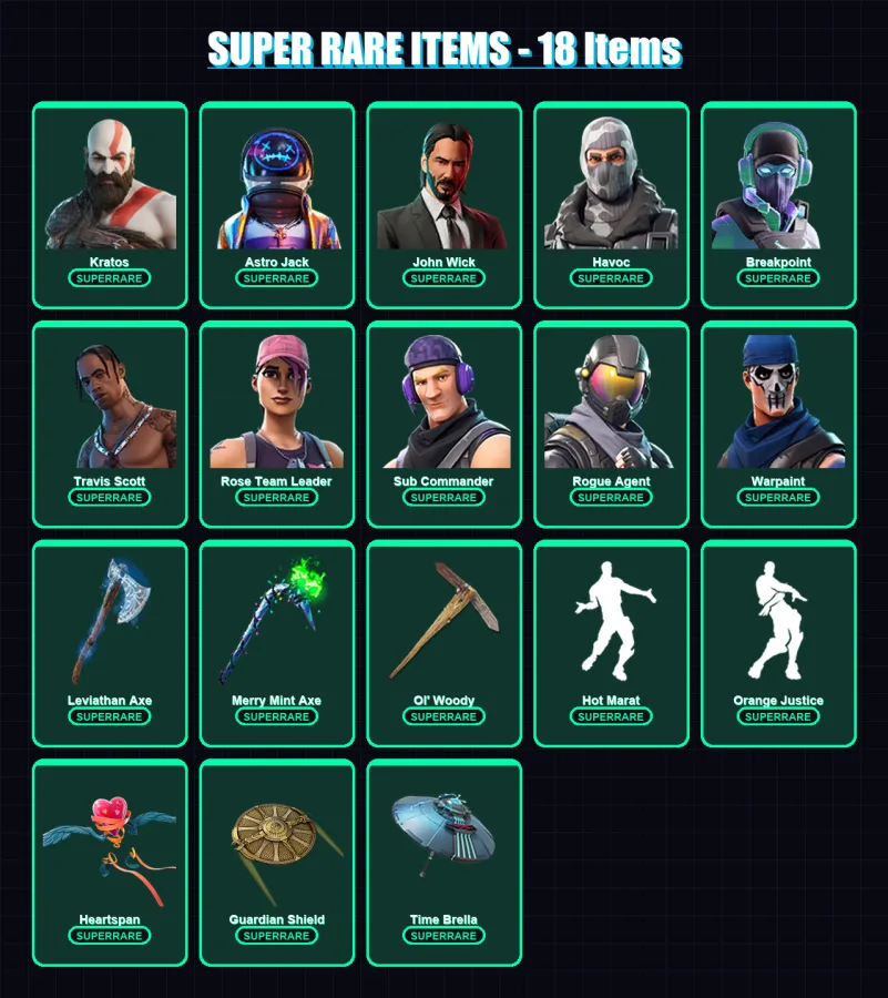 [PC/XBOX/PSN] | Kratos | Astro Jack | John Wick | Havoc | Breakpoint | 273 skin | 312 pickaxe | 321 emote | 222 glider | Lv3193