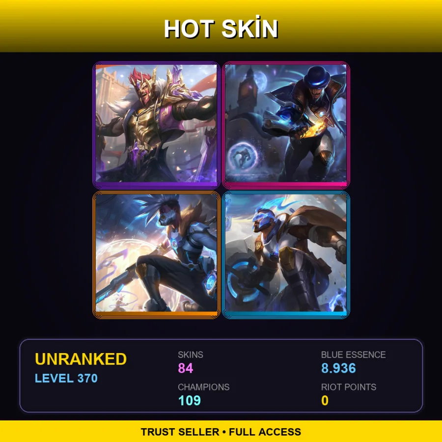 LAN | Lv370 | Unranked | 84 Skin | 109 Champ