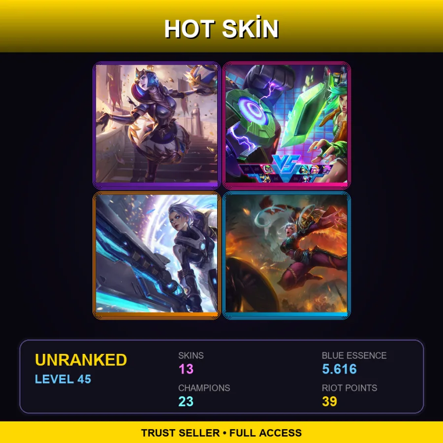 TR | Lv45 | Unranked | 13 Skin | 23 Champ