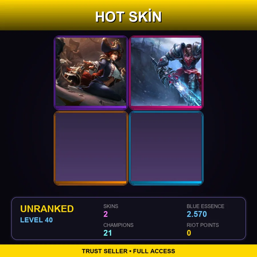 NA | Waterloo Miss Fortune | Dreadknight Garen | 2 Skin | 21 Champ | Lv40