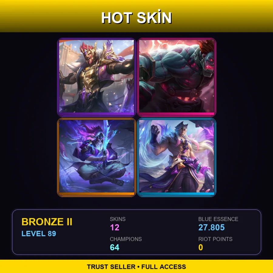 LAS | Lv89 | Bronze II | 12 Skin | 64 Champ — LoL account