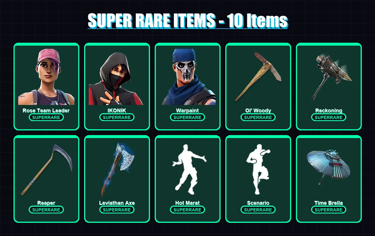 [PS4/PS5/XBOX/PC] | Rose Team Leader | IKONIK | Warpaint | Ultima Knight | Raz | 144 skin | 205 pickaxe | 159 emote | 177 glider | Lv2849