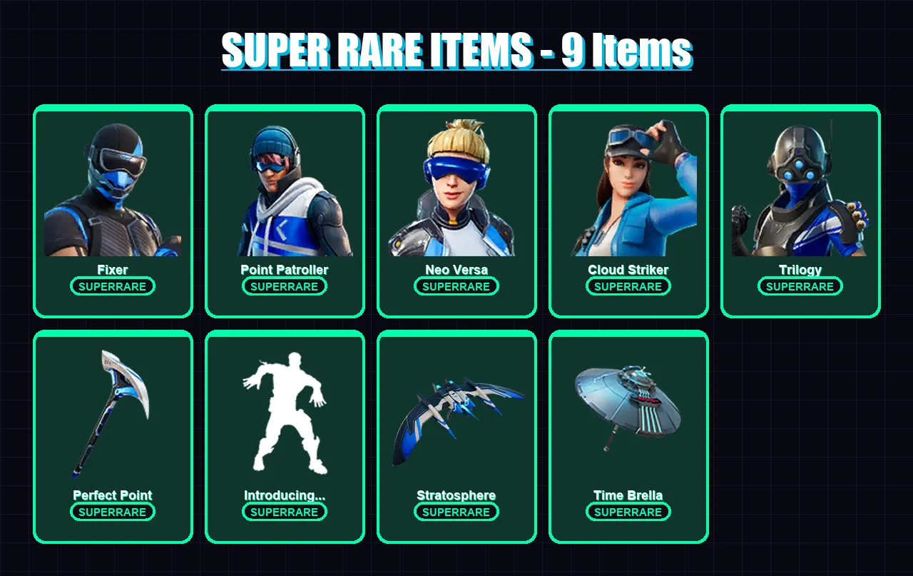 [PC/XBOX] | Fixer | Point Patroller | Neo Versa | Cloud Striker | Trilogy | 27 skin | 33 pickaxe | 36 emote | 39 glider | Lv469