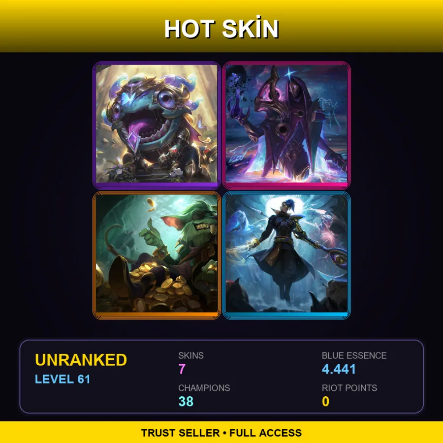 TR | Lv61 | Unranked | 7 Skin | 38 Champ — LoL account
