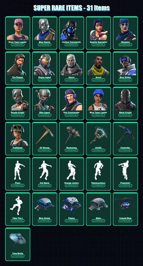 [PS4/PS5/XBOX/PC] | Rose Team Leader | Blue Squire | Carbon Commando | 118 skin | Lv1339