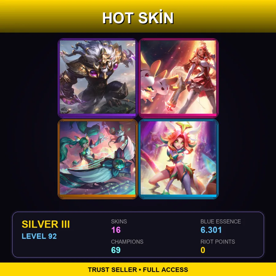 LAS | Victorious Rengar | Star Guardian Miss Fortune | Star Guardian Sona | Star Guardian Neeko | 16 Skin | 69 Champ | Silver III | Lv92