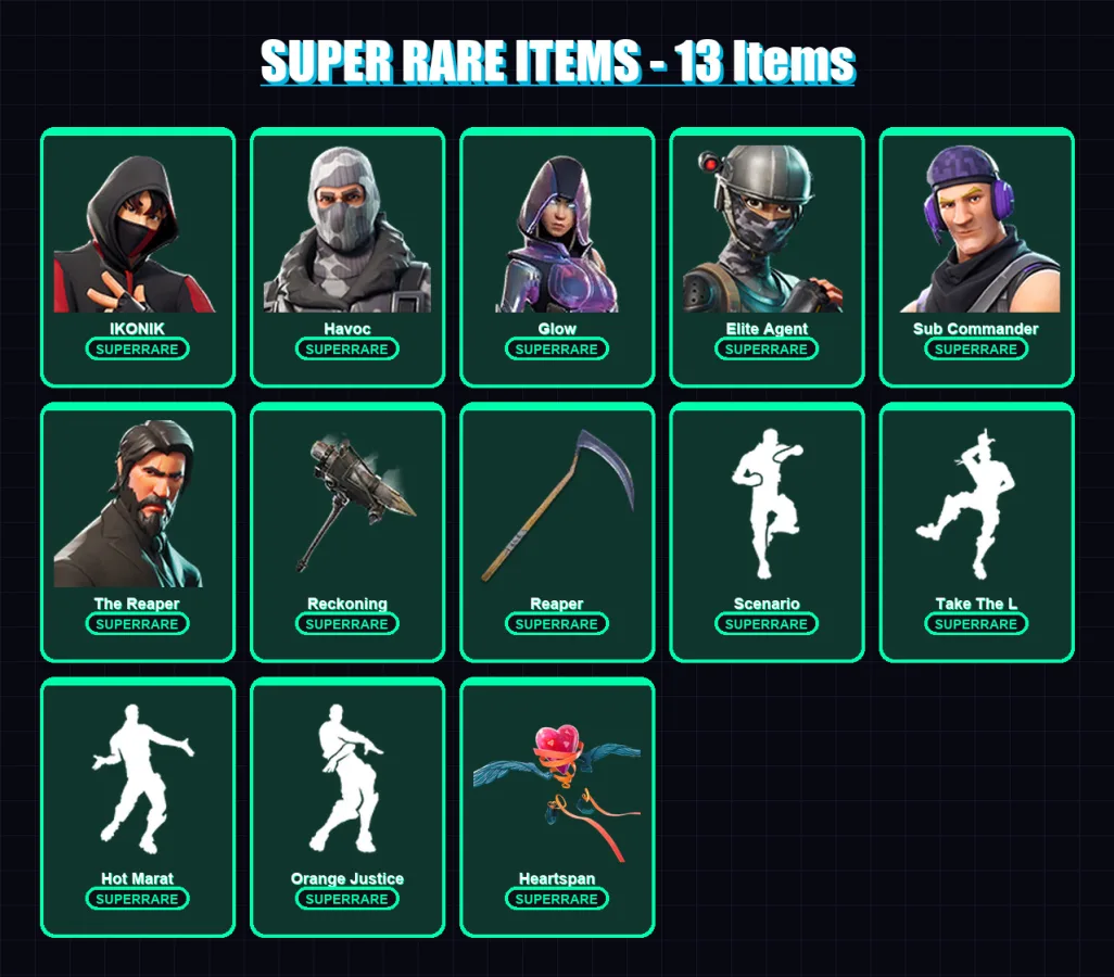 [PC/XBOX/PSN] | IKONIK | Havoc | Glow | Elite Agent | Sub Commander | 84 skin | 61 pickaxe | 80 emote | 70 glider | Lv1000
