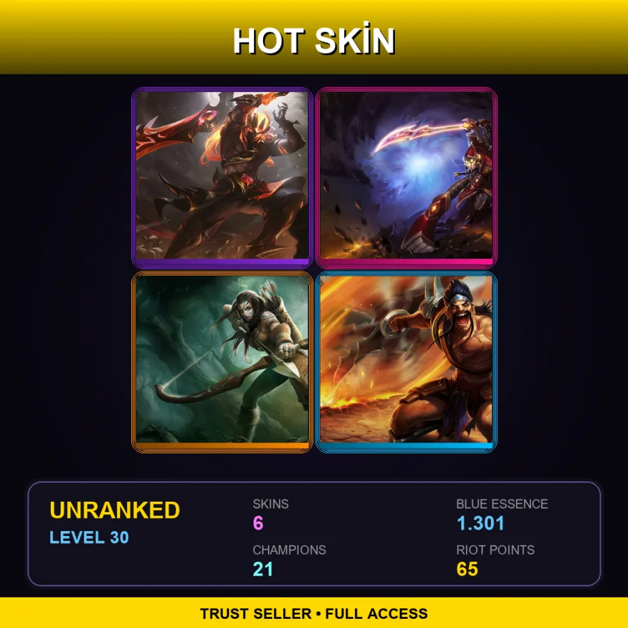BR | Lv30 | Unranked | 6 Skin | 21 Champ — LoL account