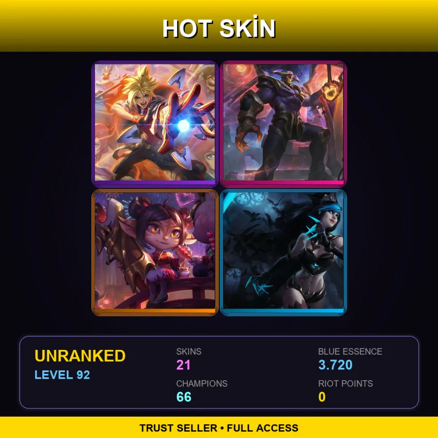 EUNE | Lv92 | Unranked | 21 Skin | 66 Champ — Headhunter Caitlyn