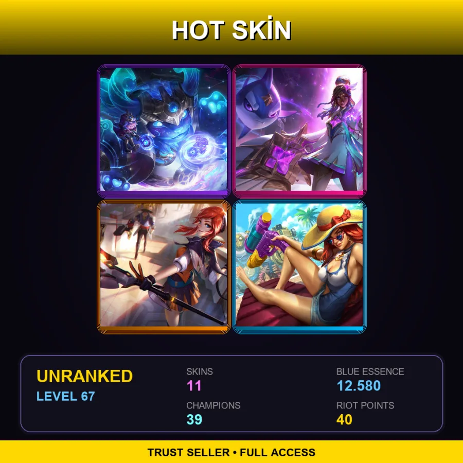 LAN | Lv67 | Unranked | 11 Skin | 39 Champ