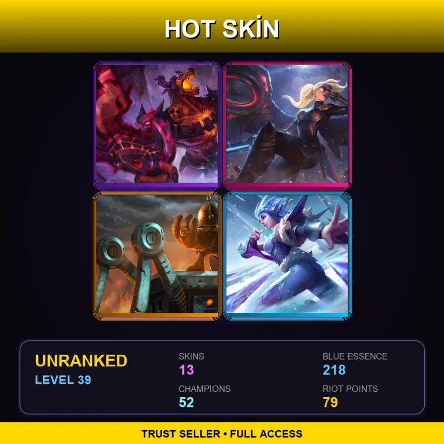 TR | Lv39 | Unranked | 13 Skin | 52 Champ