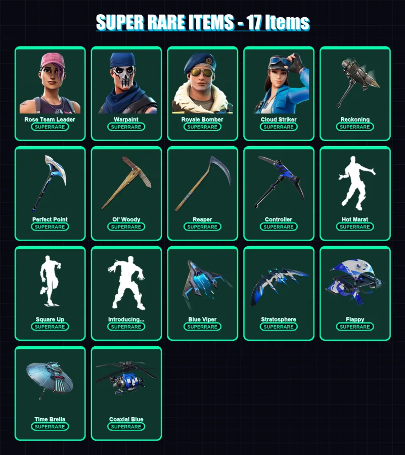 [PS4/PS5/XBOX/PC] | Rose Team Leader | Warpaint | Royale Bomber | Cloud Striker | Fade | 204 skin | 243 pickaxe | 189 emote | 214 glider | Lv3745 — Fortnite account