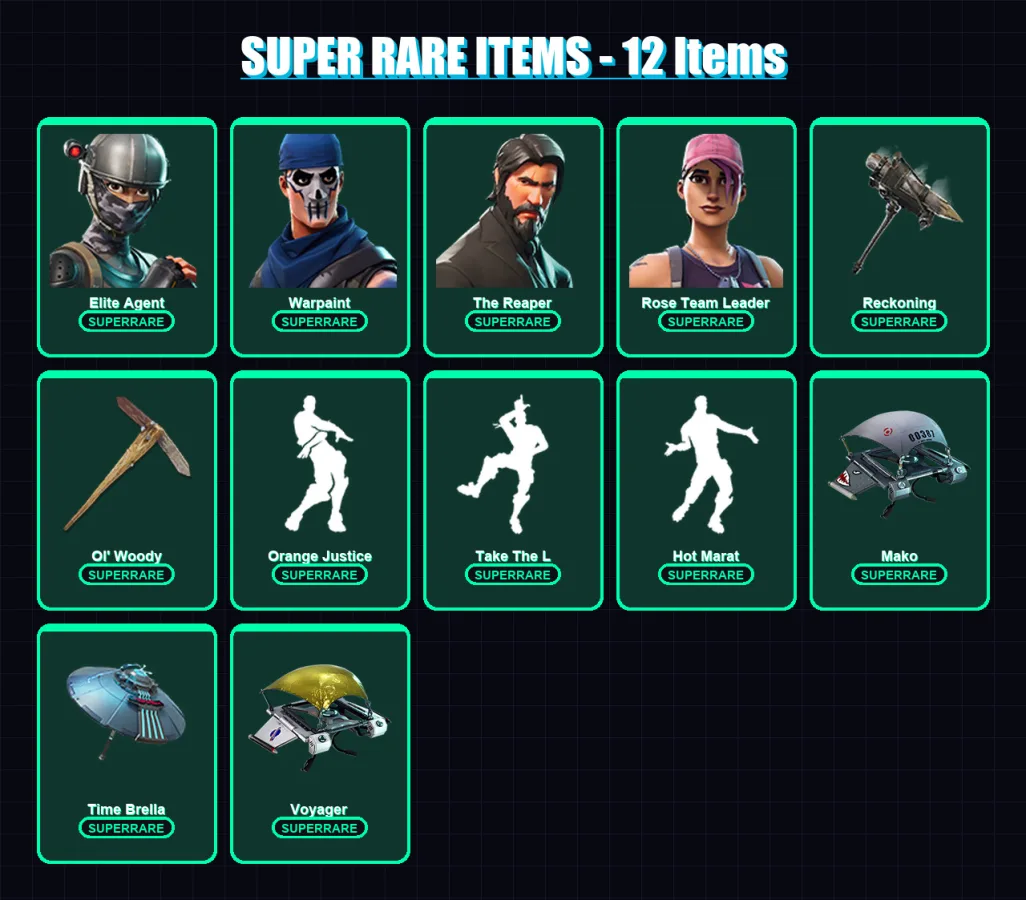 [PC/XBOX/PSN] | Elite Agent | Warpaint | The Reaper | Rose Team Leader | A.I.M. | 96 skin | 89 pickaxe | 80 emote | 98 glider | Lv1299