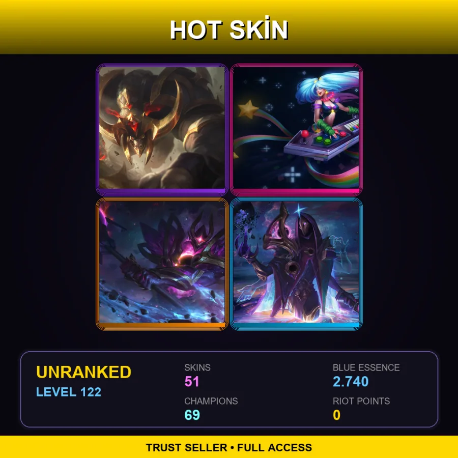 SG | Lv122 | Unranked | 51 Skin | 69 Champ — LoL account