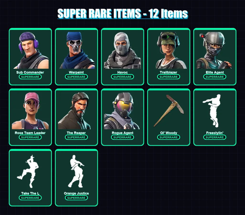 [PC/XBOX/PSN] | Sub Commander | Warpaint | Havoc | Trailblazer | Elite Agent | 23 skin | 15 pickaxe | 21 emote | 19 glider | Lv198
