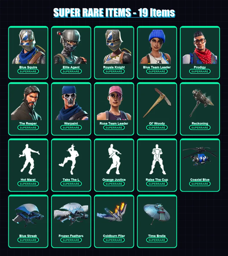 [PS4/PS5/XBOX/PC] | Blue Squire | Elite Agent | Royale Knight | Blue Team Leader | Prodigy | 325 skin | 377 pickaxe | 339 emote | 303 glider | Lv493