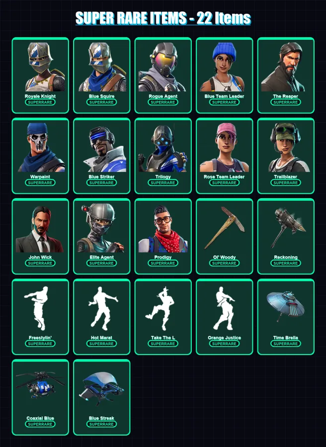 [PS4/PS5/XBOX/PC] | Royale Knight | Blue Squire | Rogue Agent | 128 skin | Lv1459