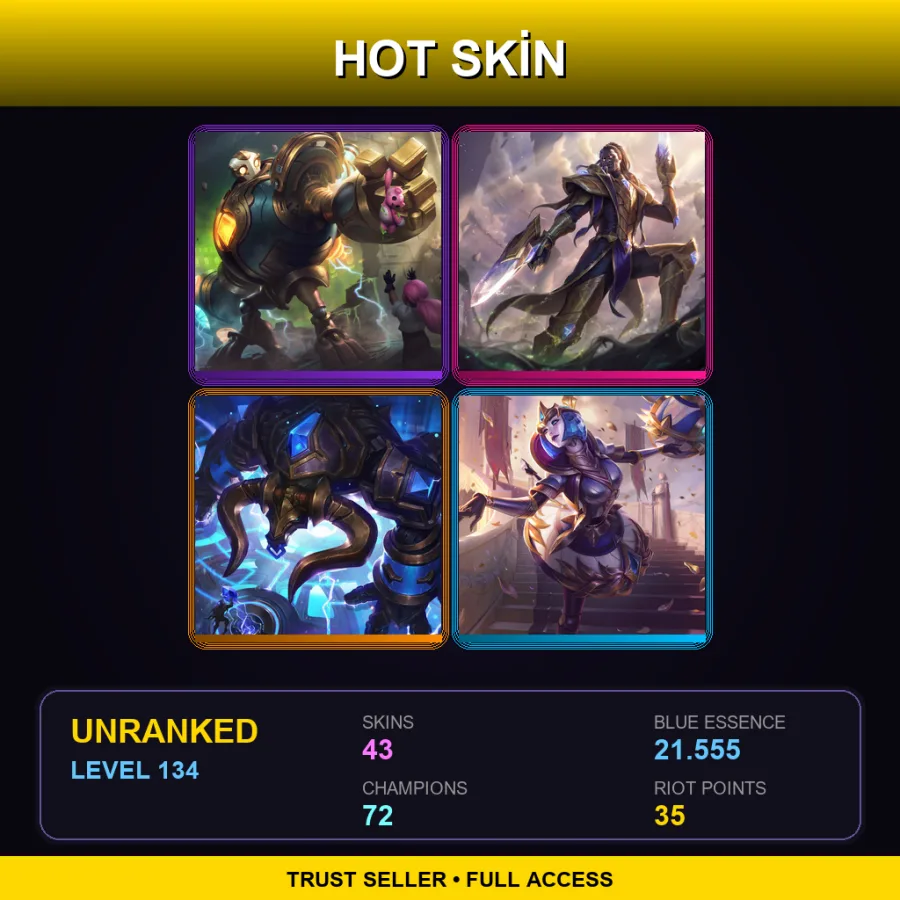 TR | Lv134 | Unranked | 43 Skin | 72 Champ with Gnar