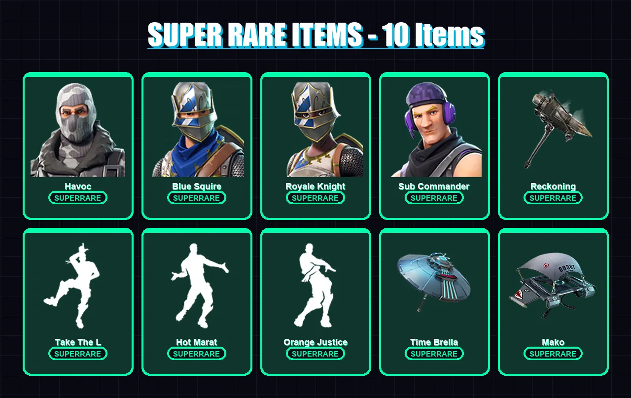 [PS4/PS5/PC] | Havoc | Blue Squire | Royale Knight | Sub Commander | Dire | 58 skin | 71 pickaxe | 57 emote | 77 glider | Lv1053