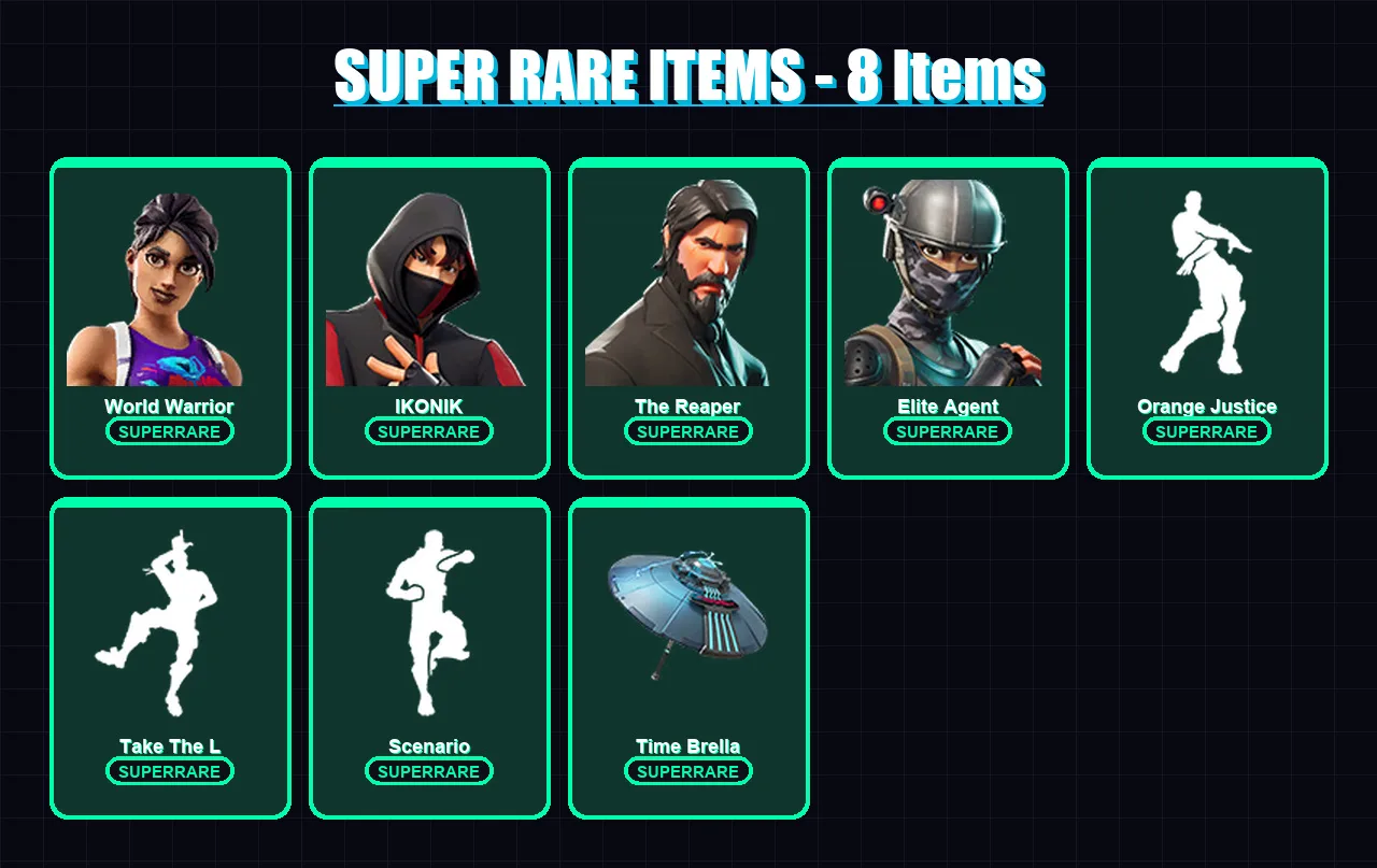 [PC/XBOX/PSN] | World Warrior | IKONIK | The Reaper | Elite Agent | Rox | 77 skin | 85 pickaxe | 86 emote | 81 glider | Lv1147