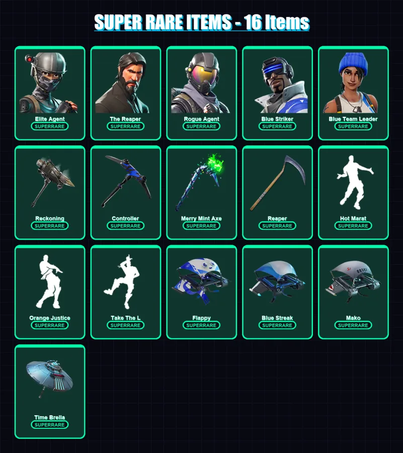 [PC/XBOX/PSN] | Elite Agent | The Reaper | Rogue Agent | Blue Striker | Blue Team Leader | 68 skin | 62 pickaxe | 74 emote | 73 glider | Lv1464