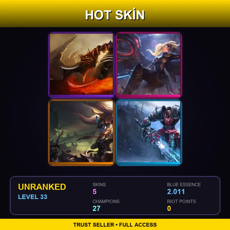 TR | Lv33 | Unranked | 5 Skin | 27 Champ — LoL account