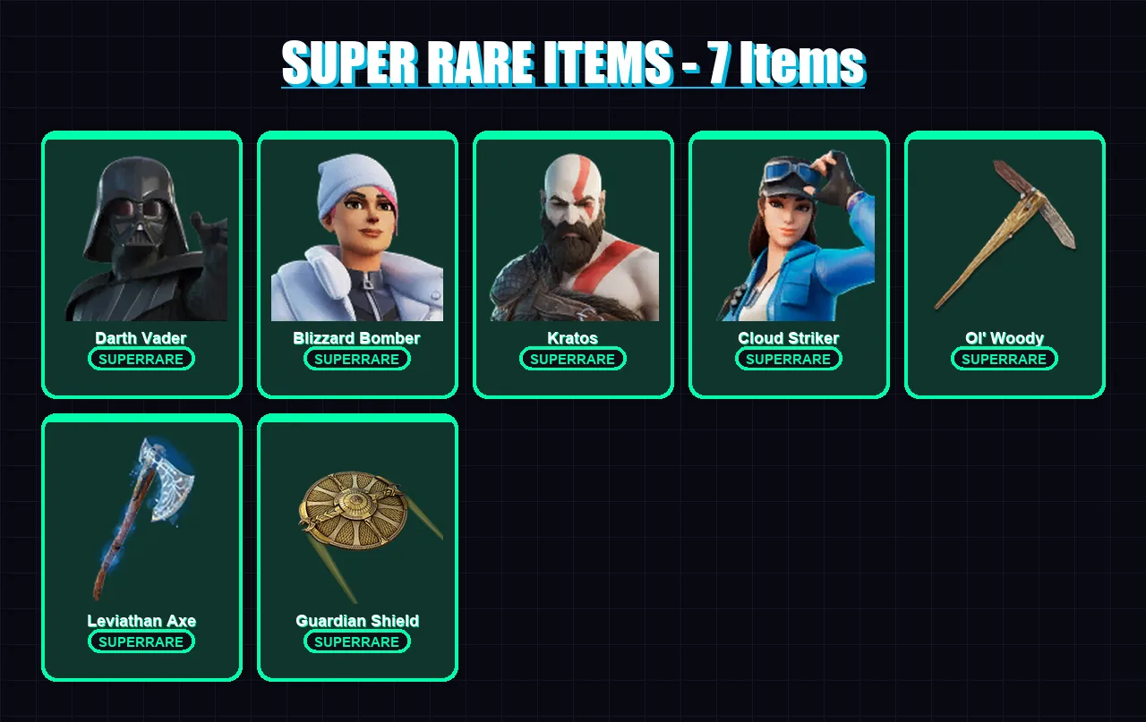 [PS4/PS5/XBOX/PC] | Darth Vader | Blizzard Bomber | Kratos | Cloud Striker | Malik | 80 skin | 109 pickaxe | 75 emote | 78 glider | Lv1361