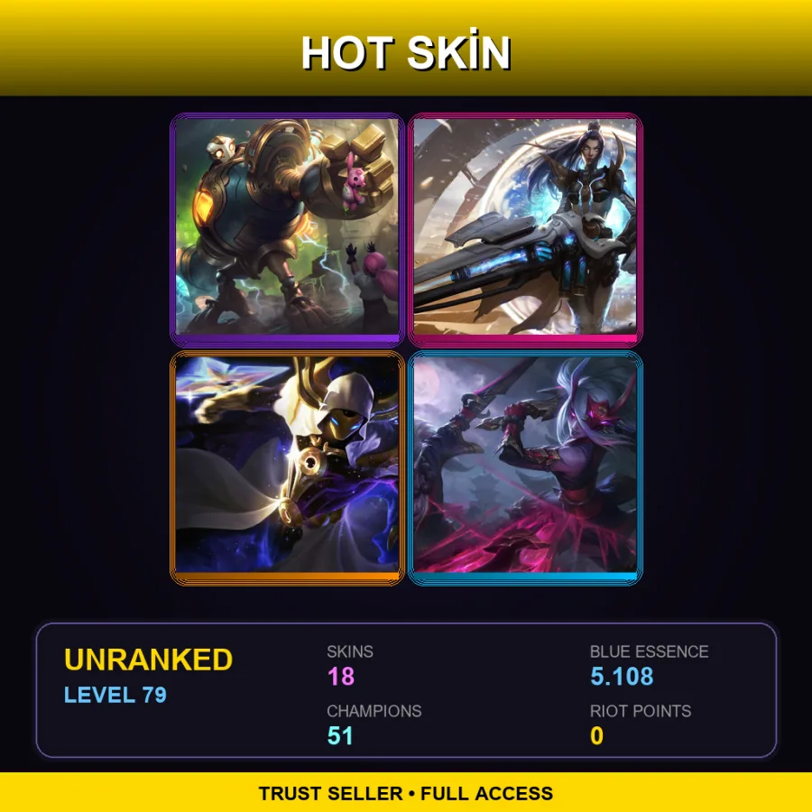 EUNE | Lv79 | Unranked | 18 Skin | 51 Champ — LoL account
