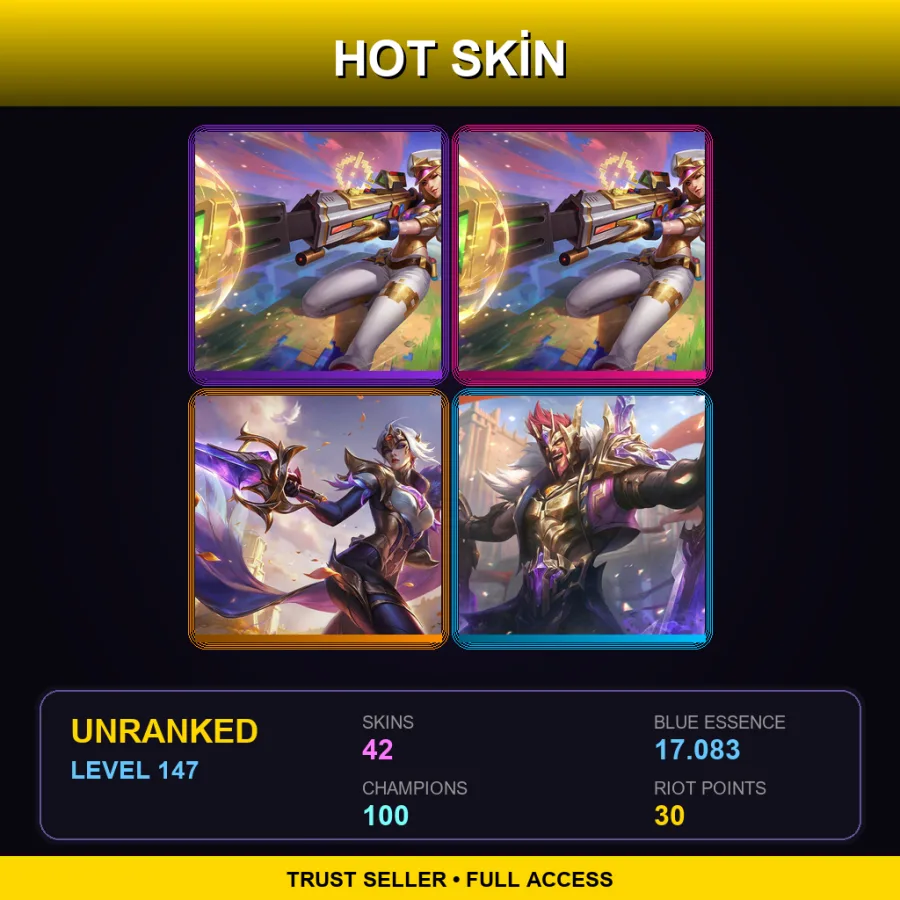 TR | Lv147 | Unranked | 42 Skin | 100 Champ
